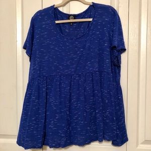 Bobeau Plus Size Blue BabyDoll Top Loose and Flowy
